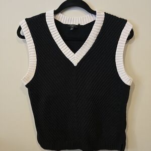 Talbots Black and Cream Knit Sweater